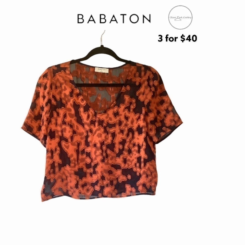 𝅺babaton Semi Sheer Coral Pattern Top Size Small
